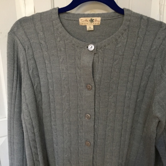 Turtle Bay Gray Cable Knit Cardigan Sweater - Picture 4 of 15